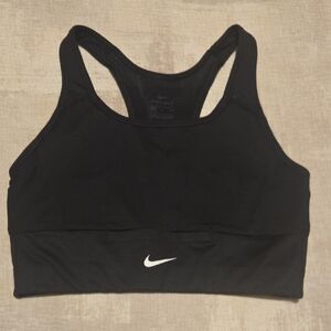 Nike Women's Black Sports Bra with White Logo